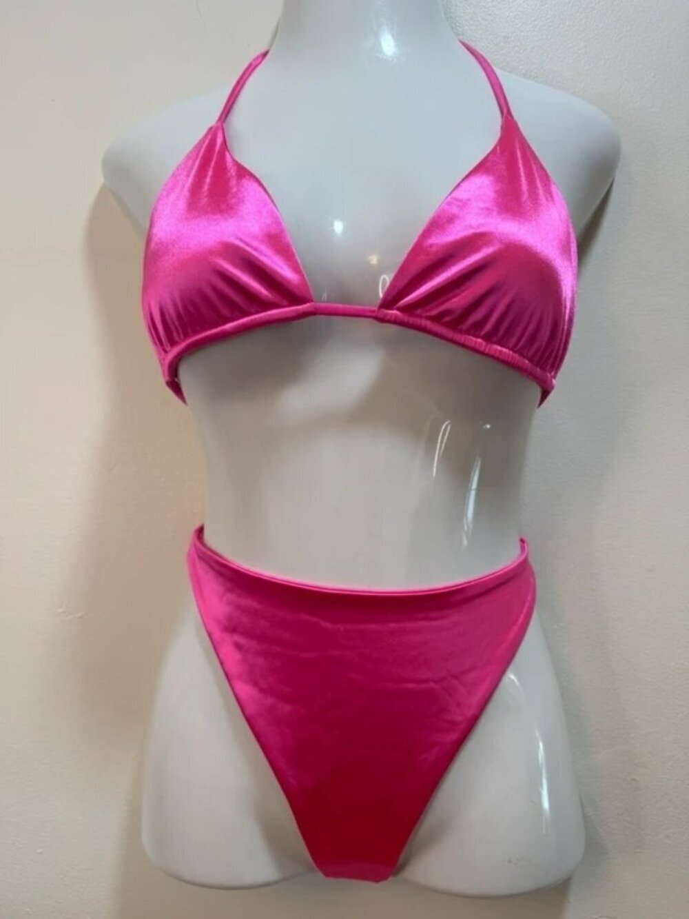 Barbiecore Bimbocore Liquid Fuschia Electric Pink High Rise Bikini